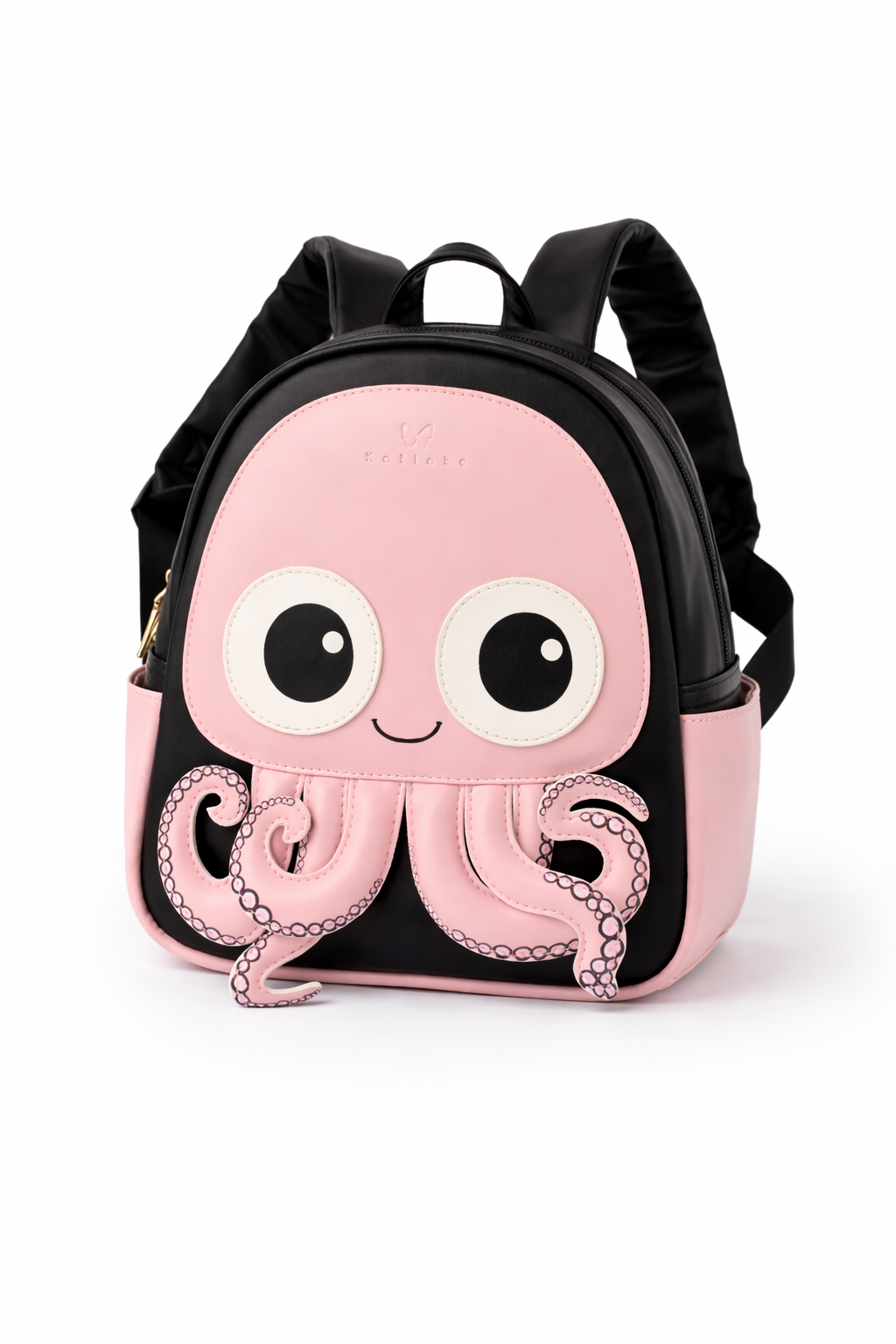 Pink octopus-shaped backpack on a white background